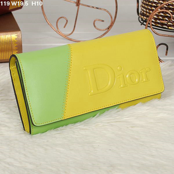 dior bi-fold wallet calfskin 119 yellow&green